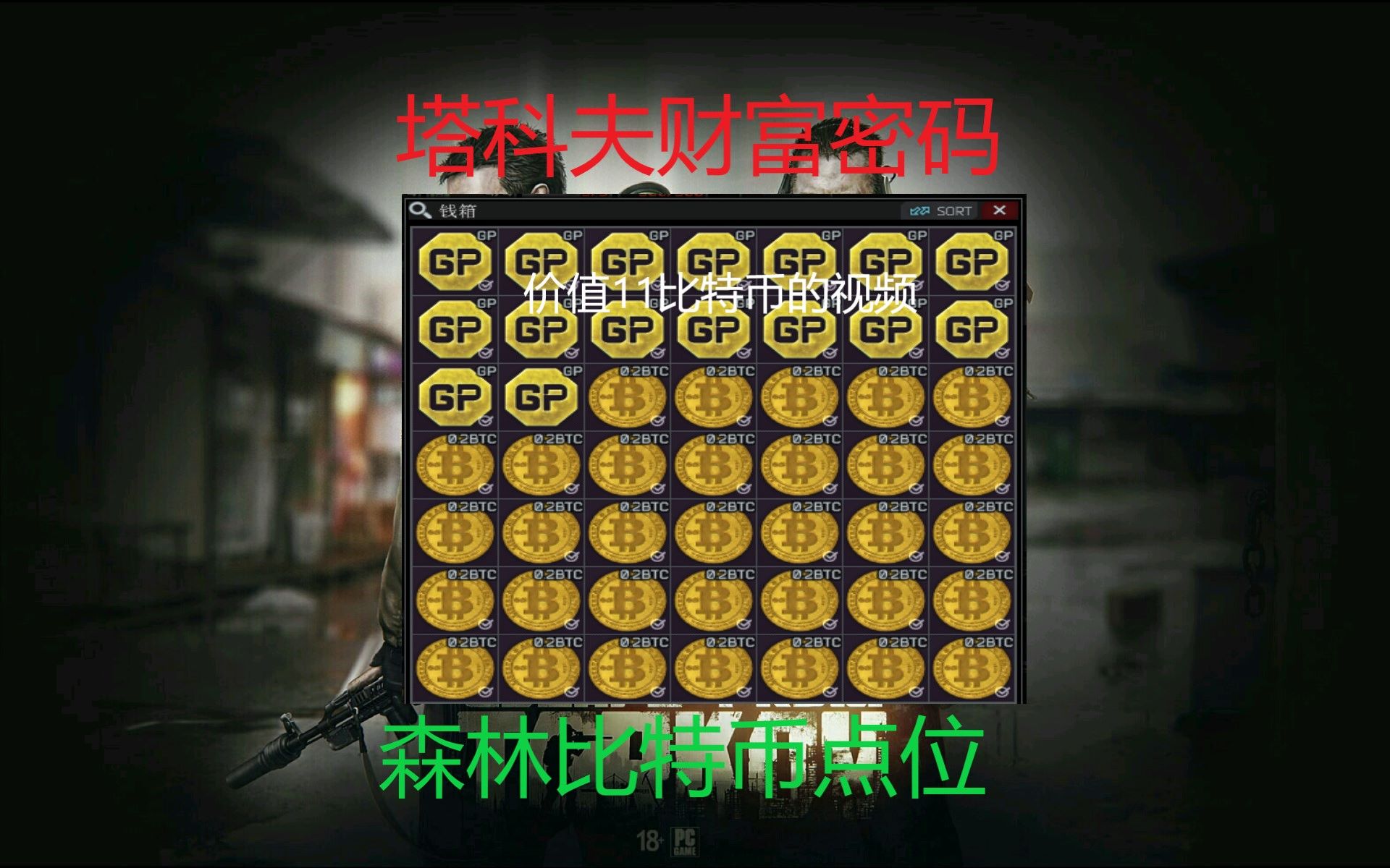 塔科夫森林比特币点位（价值11个比特币的视频）