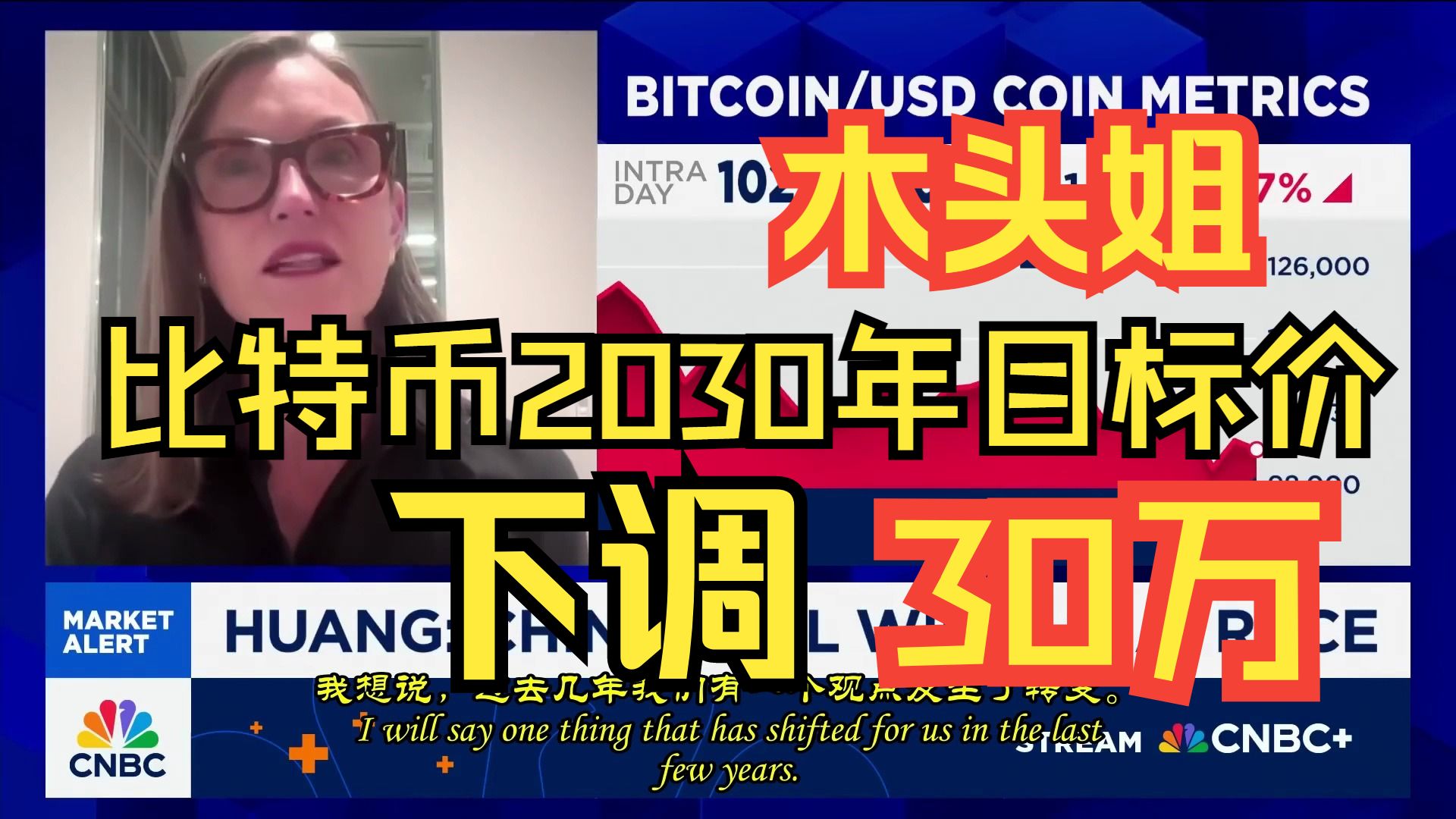 （中配）木头姐：比特币2030年目标价下调30万